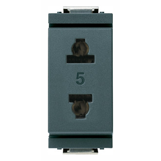 Розетка 2p 15a us + eu d4,8 серая