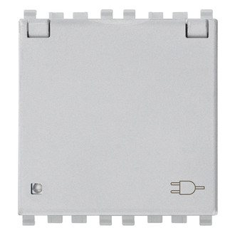 Розетка 2p+t 16a германия с крышкой,серебро матовое