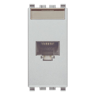 Розетка RJ45 CAT 5E UTP T568A/B, серебро матовое