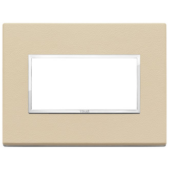 Накладка eikon evo на 4 модуля, натуральная кожа кремовая