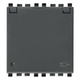 Розетка 2p+t 16a германия с крышкой, серая