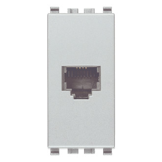 Розетка RJ11 6/4 для штекера, серебро матовое