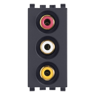 Розетка с тремя rca коннекторами, серая