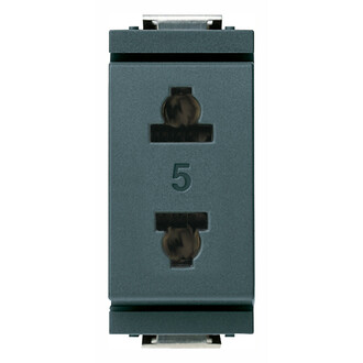 Розетка 2p 15a us + eu d4,8 серая