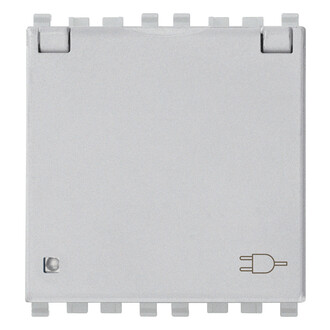 Розетка 2p+t 16a германия с крышкой,серебро матовое