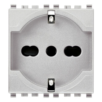 Розетка 2p+t 16a универсальная, серебро матовое