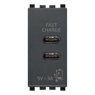 З/у USB C+C 5V 3A, на 1 м, серое