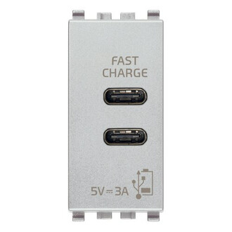 З/у USB C+C 5V 3A, на 1 м, серебро матовое