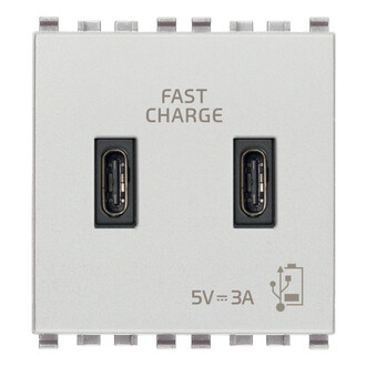 З/у USB C+C 5V 3A, 2 М, серебро матовое