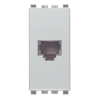 Розетка RJ11 6/4 для штекера, серебро матовое