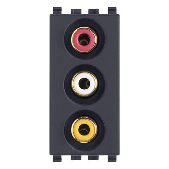 Розетка с тремя rca коннекторами, серая