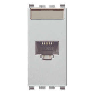 Розетка RJ45 CAT 5E UTP T568A/B, серебро матовое