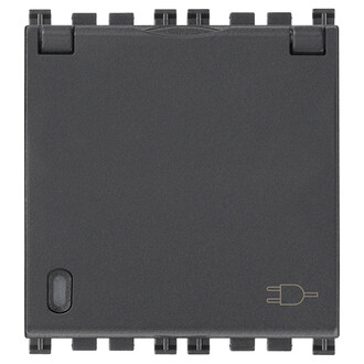 Розетка 2p+T 16A немецкий стандарт, с крышкой, серая