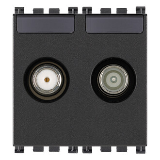 Розетка TV-RD-SAT проходная с 2 выходами, серая