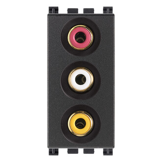 Розетка с тремя RCA коннекторами, серая