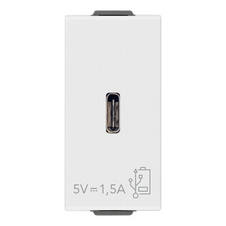 Зарядное устpойство с разъемом USB C 5V 1,5A, 1модуль, белое