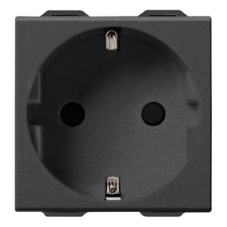 Розетка 2P+T 16A немецкий стандарт, карбон матовый