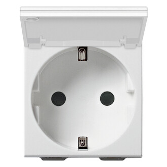 Розетка 2P+T 16A немецкий стандарт с крышкой, белая