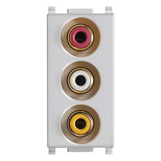 Розетка с тремя rca коннекторами, серебро